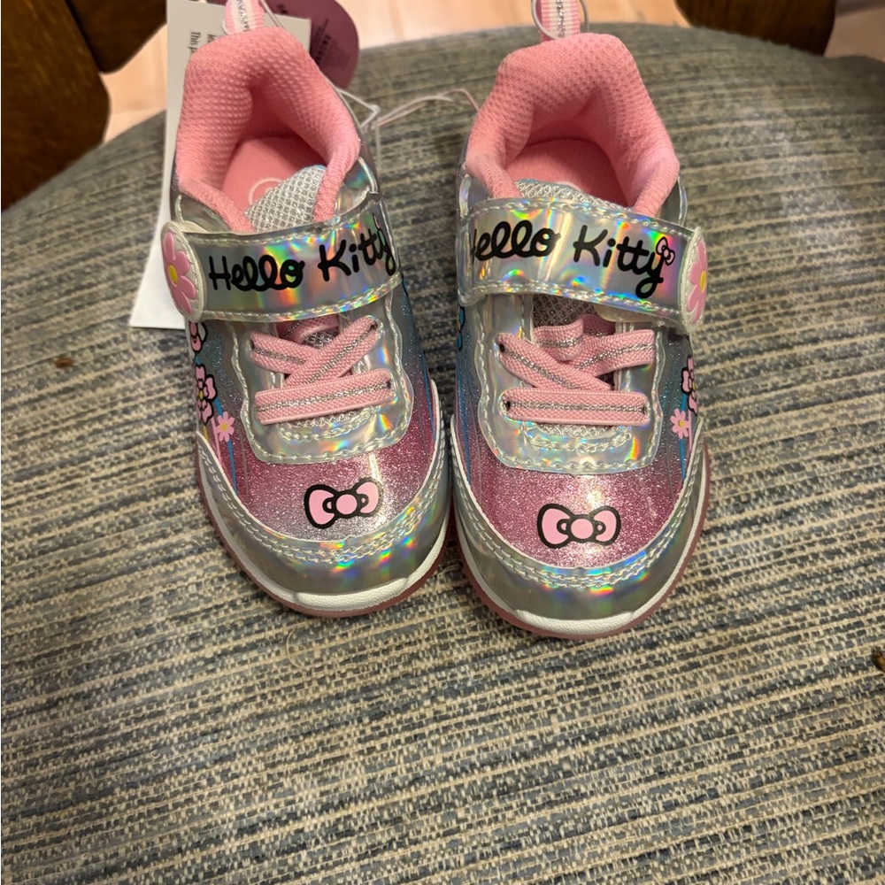 Hello Kitty Pink and Silver Girls' Light-Up Sneakers